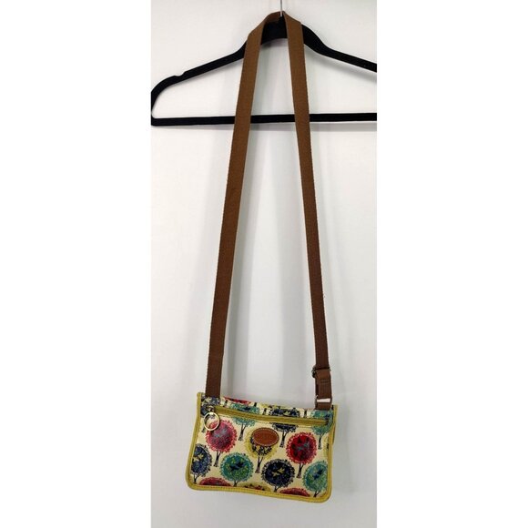 Fossil Tree Print Women's Adjustable Shoulder Crossbody Bag PVC Coated Textured - Picture 4 of 9